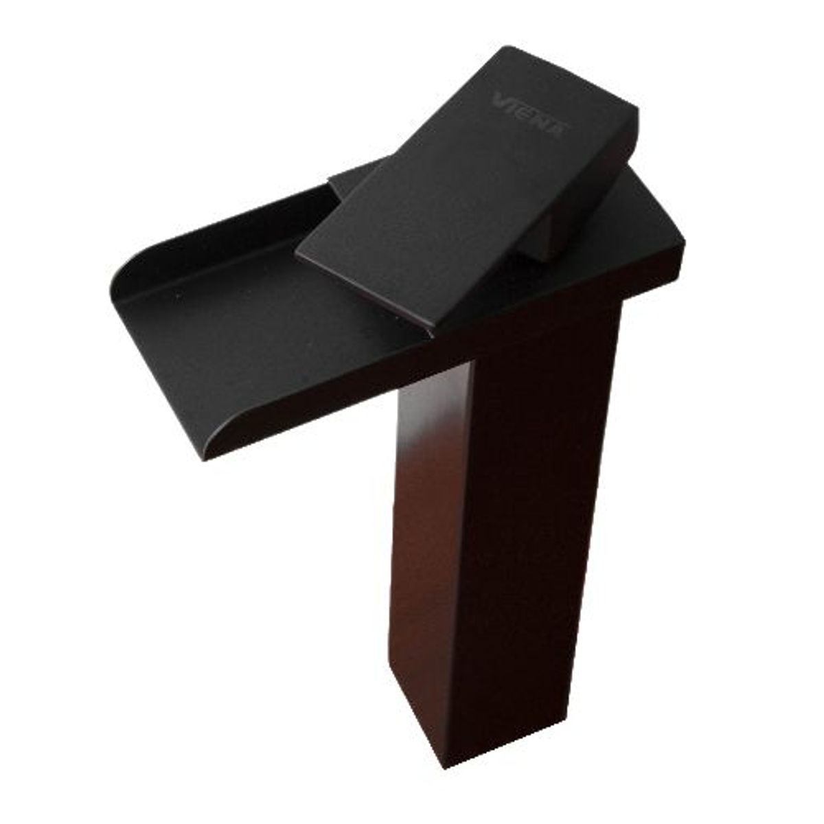 GENERICO - Monocomando 30 cm Ovalín Negro Cuadrado caída catarata