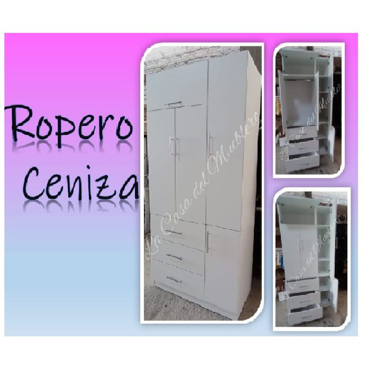 GENERICO - ROPERO CENIZA - LA CASA DEL MUEBLERO - BLANCO