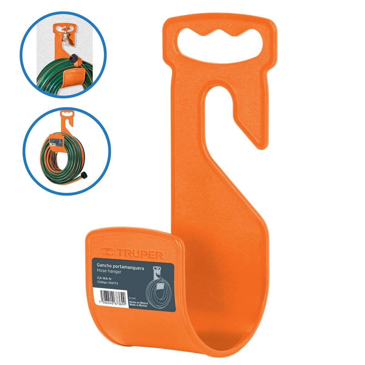 TRUPER - Gancho portamanguera, para manguera de jardín.  Truper