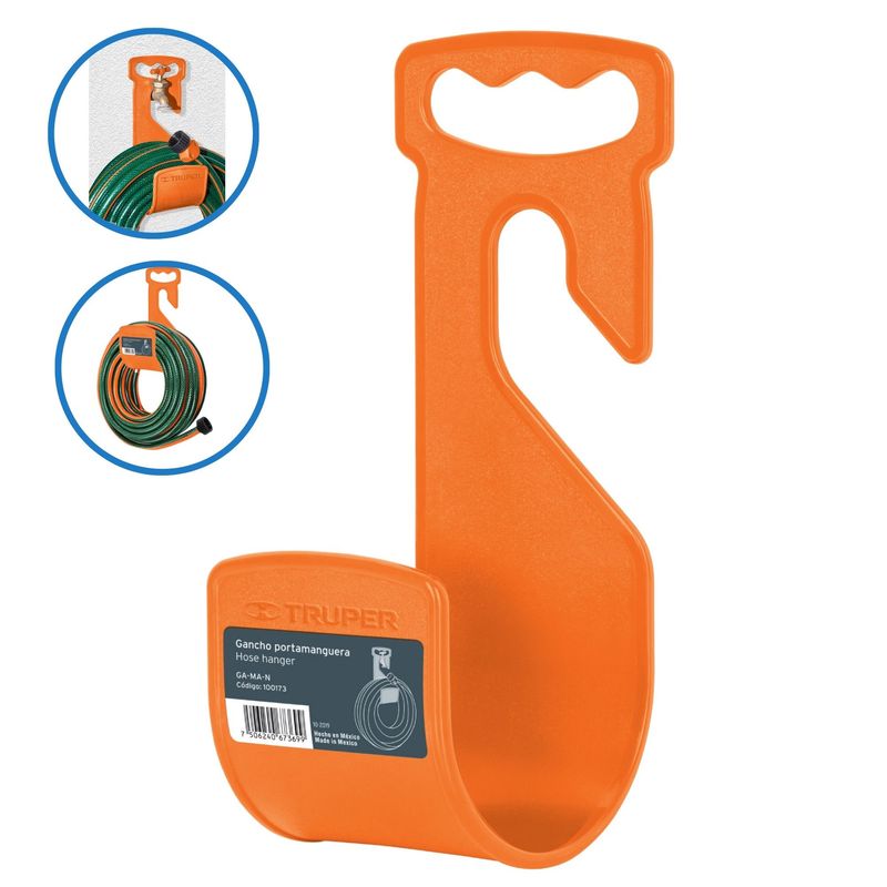 TRUPER - Gancho portamanguera, para manguera de jardín.  Truper