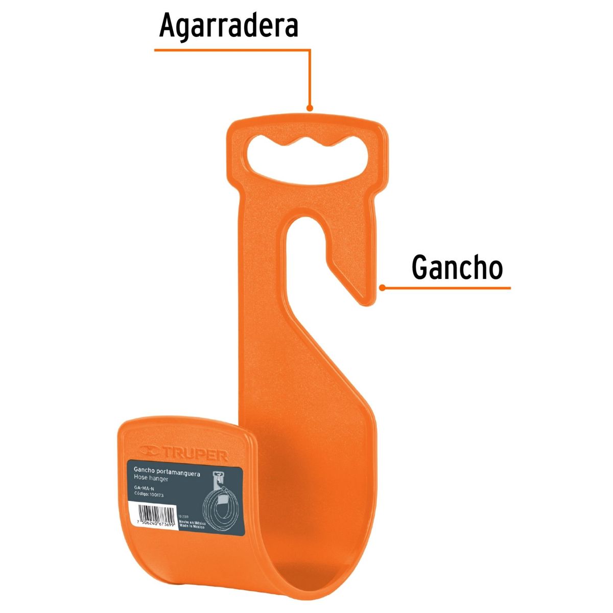 TRUPER - Gancho portamanguera, para manguera de jardín.  Truper