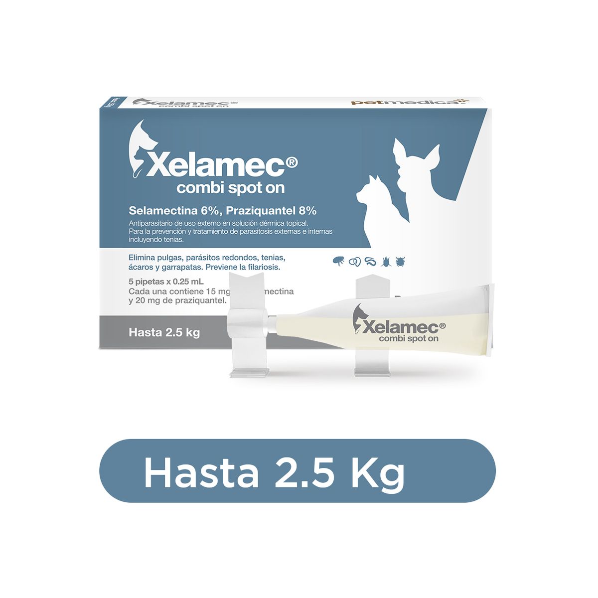 XELAMEC - ANTIPULGAS PERROS Y GATOS XELAMEC COMBI HASTA 2.5 KG X 5 PIPETAS