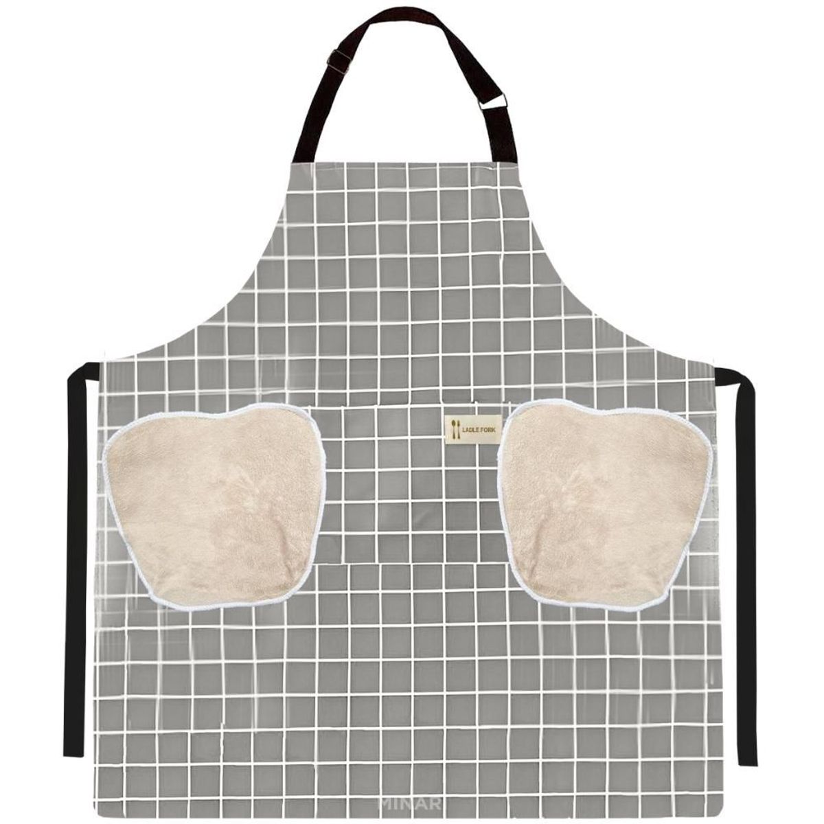 MINARI - Mandil Delantal de Cocina Impermeable con Secador Cuadros PL 980D