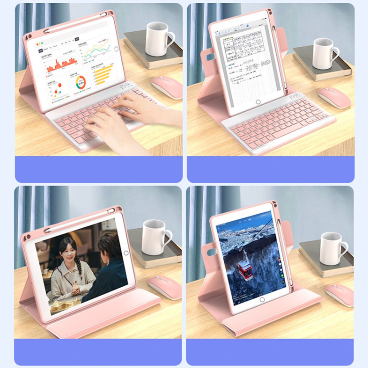 VENUS MIA - Para el teclado Bluetooth negro del iPad pro y la funda de cuero