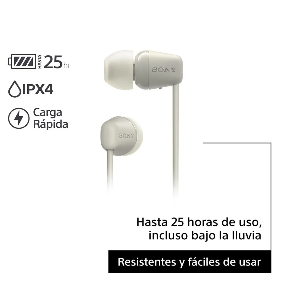 SONY - Audífonos internos inalámbricos WI-C100 Crema
