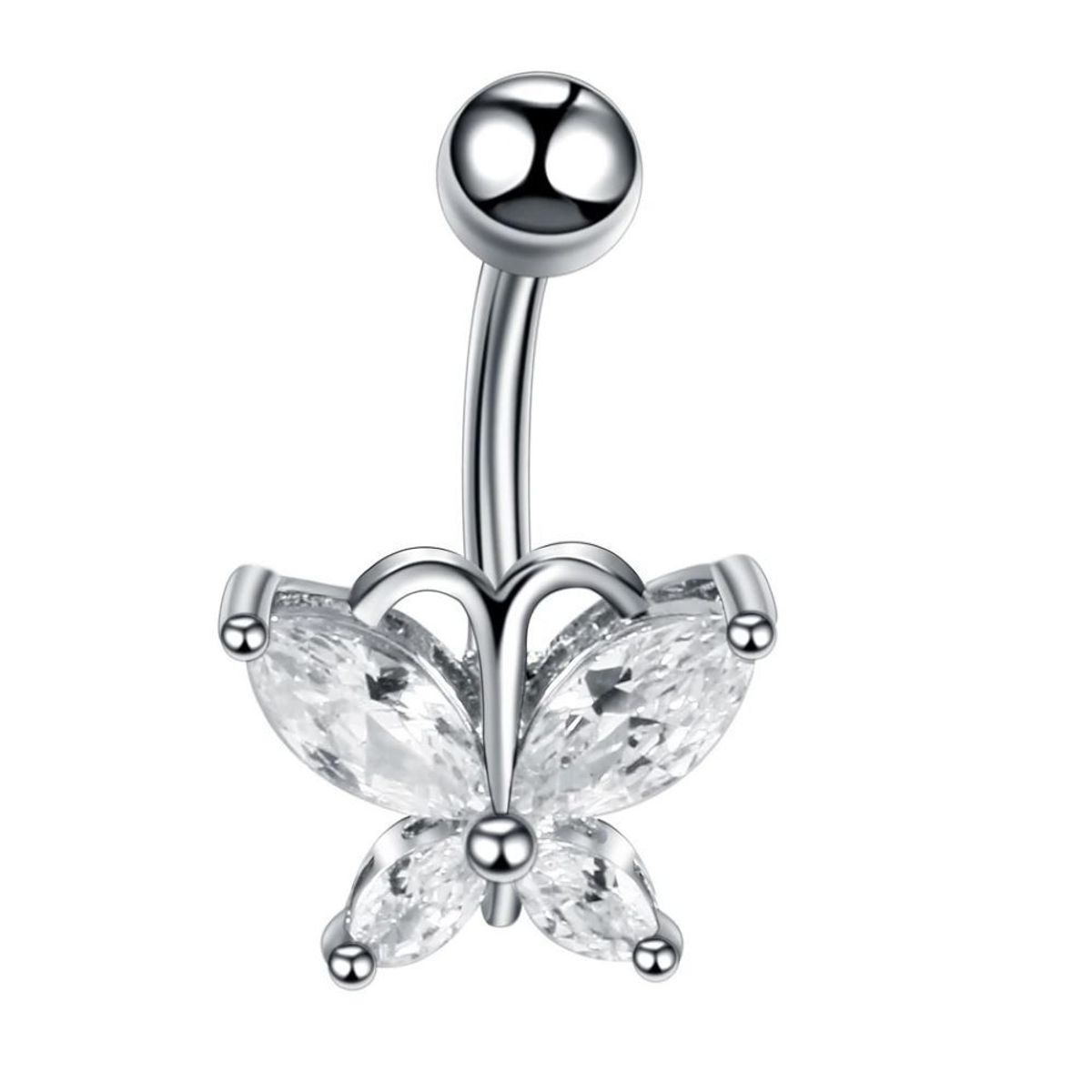 GENERICO - Piercing para ombligo mariposa plateada