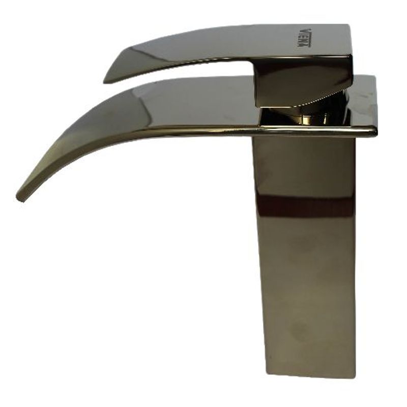 GENERICO - Monocomando 20 cm Lavatorio Oro Cuadrado Pico Plano