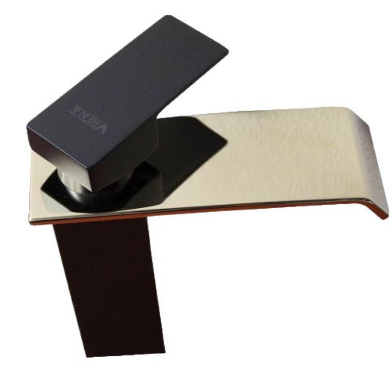GENERICO - Monocomando 20 cm Cuadrado Negro/ Oro Pico Plano