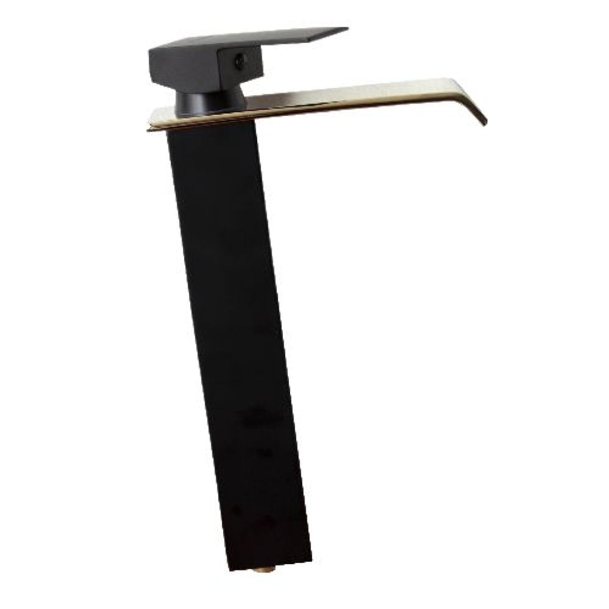 GENERICO - Monocomando 30 cm Cuadrado Negro/Oro Pico Plano