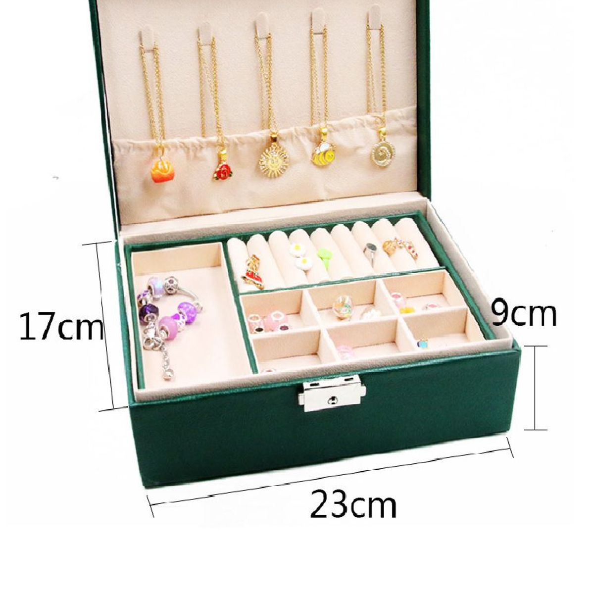 GENERICO - Joyero Organizador Cofre 2 Niveles Anillos Aretes Pulseras Collares