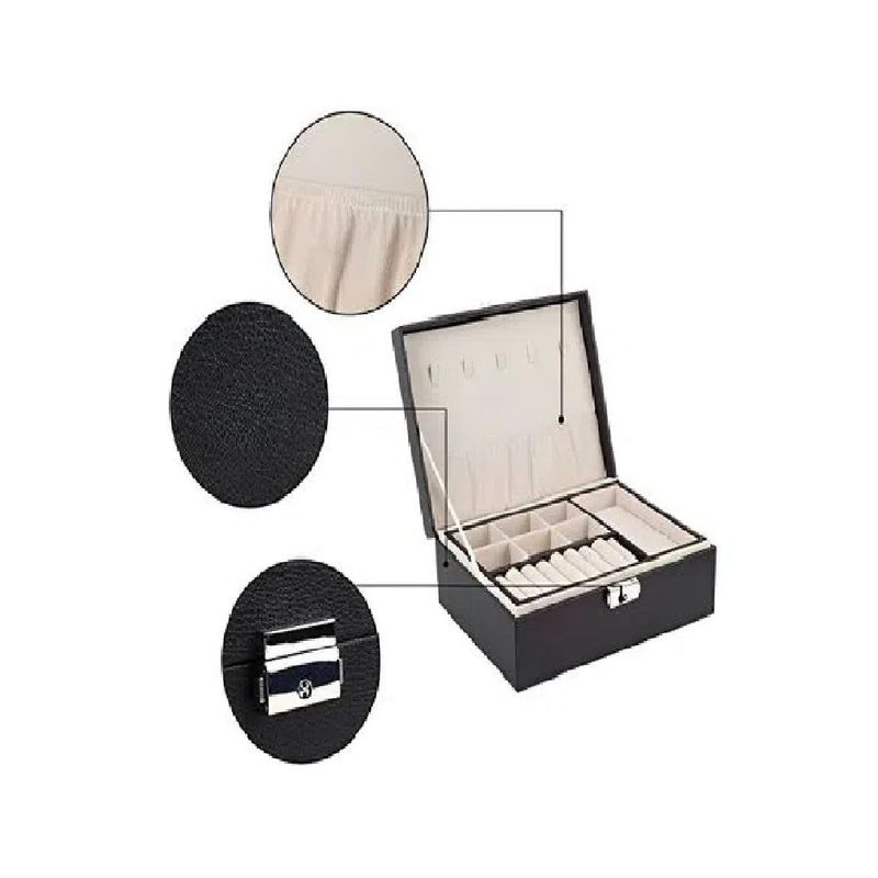 GENERICO - Joyero Organizador Cofre 2 Niveles Anillos Aretes Pulseras Collares