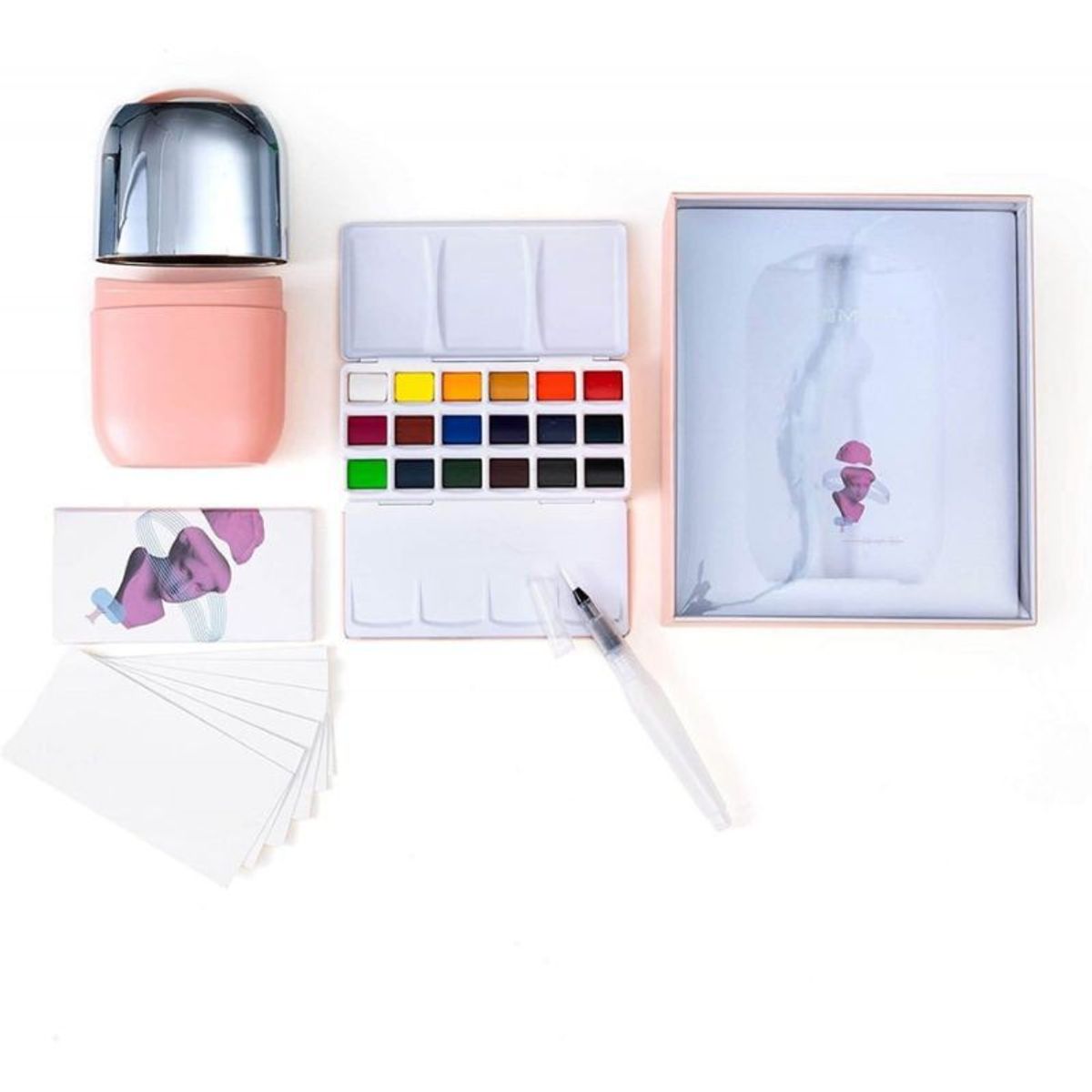 GENERICO - Miya Acuarela sólida - travel kit - 18 colores - ROSA