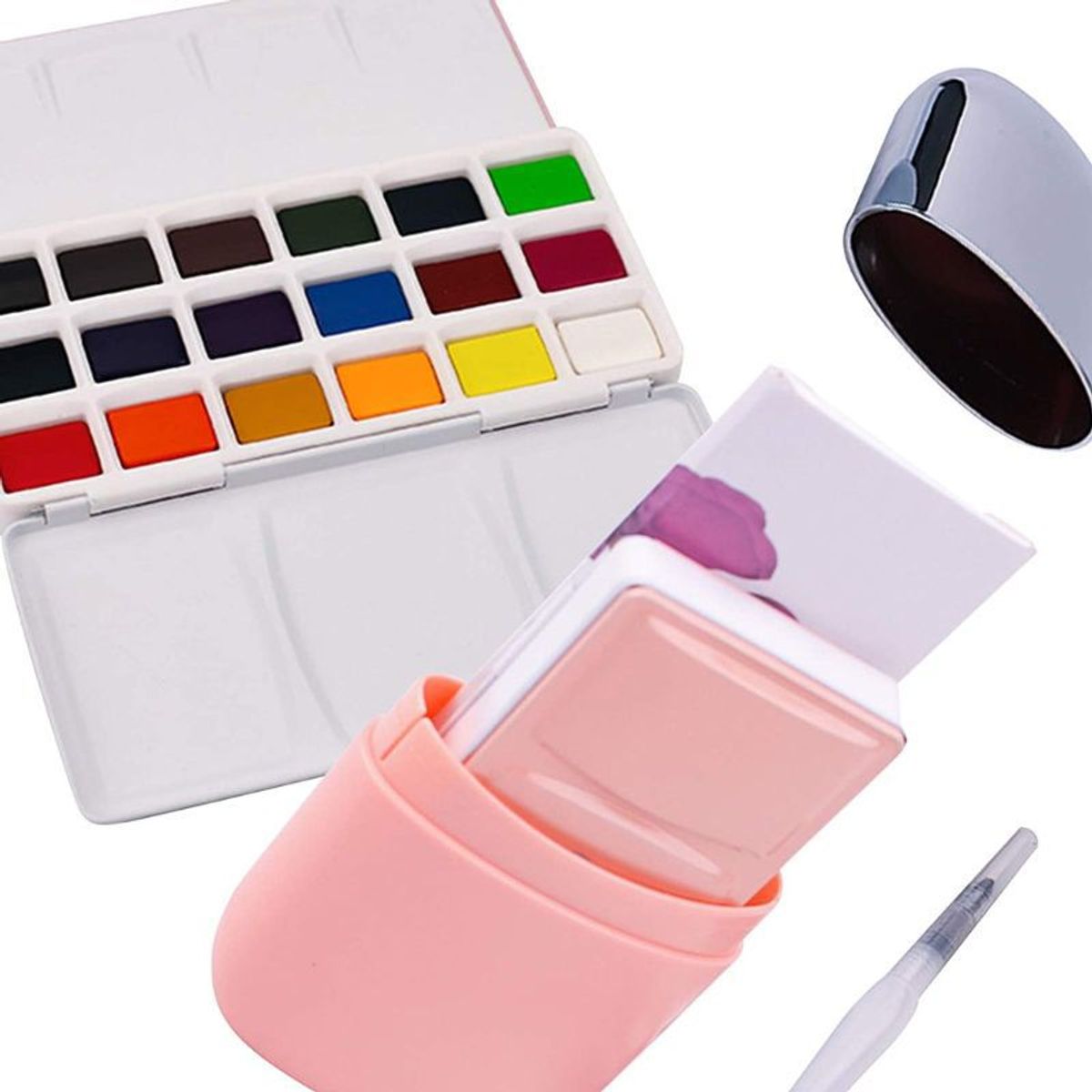 GENERICO - Miya Acuarela sólida - travel kit - 18 colores - ROSA