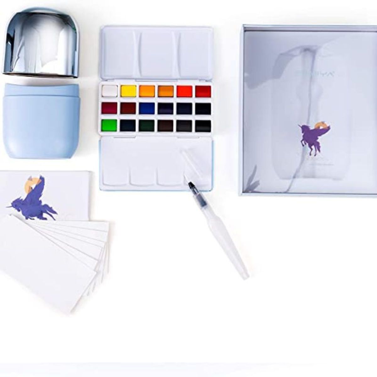 GENERICO - Miya Acuarela sólida - travel kit - 18 colores - AZUL