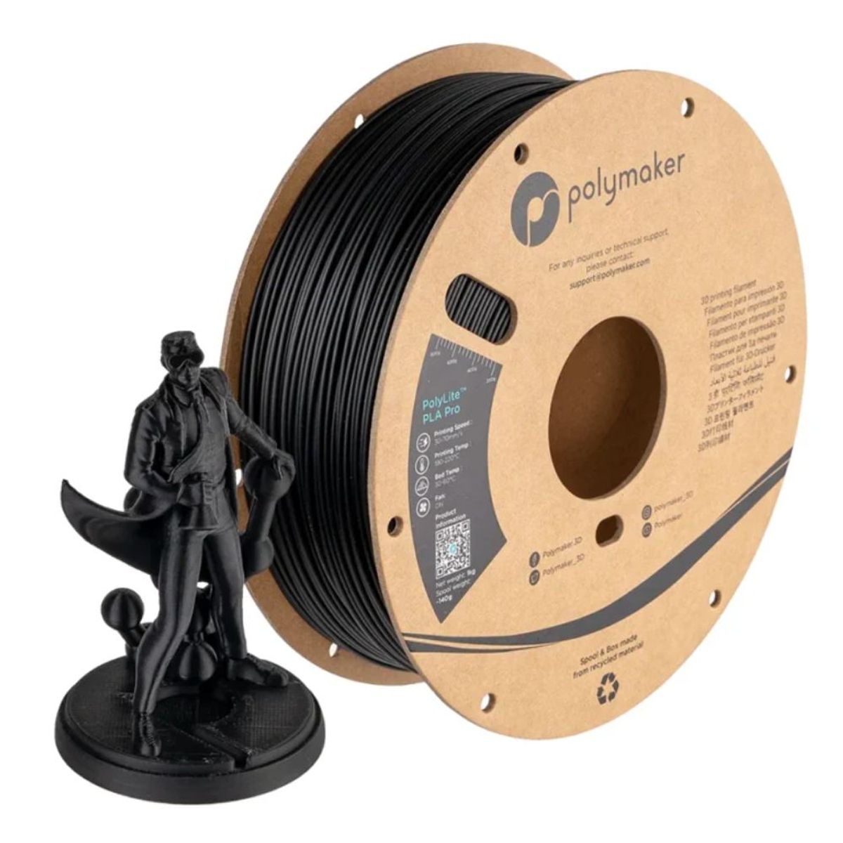 POLYMAKER - Filamento PolyLite PLA Pro 175mm 1Kg Negro