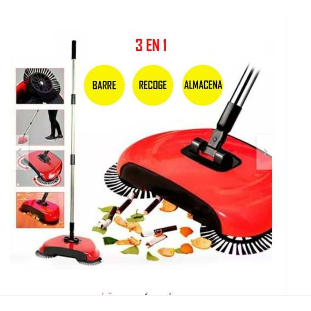 GENERICO - Barredora Escoba Giratoria Portátil