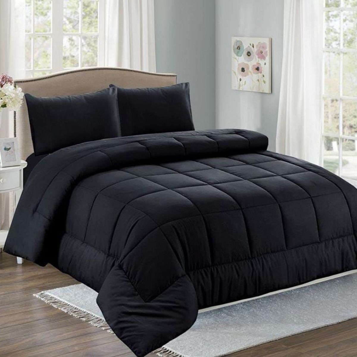 CASATEX - EDREDÓN NEGRO 100%  ALGODÓN 2 PLZ