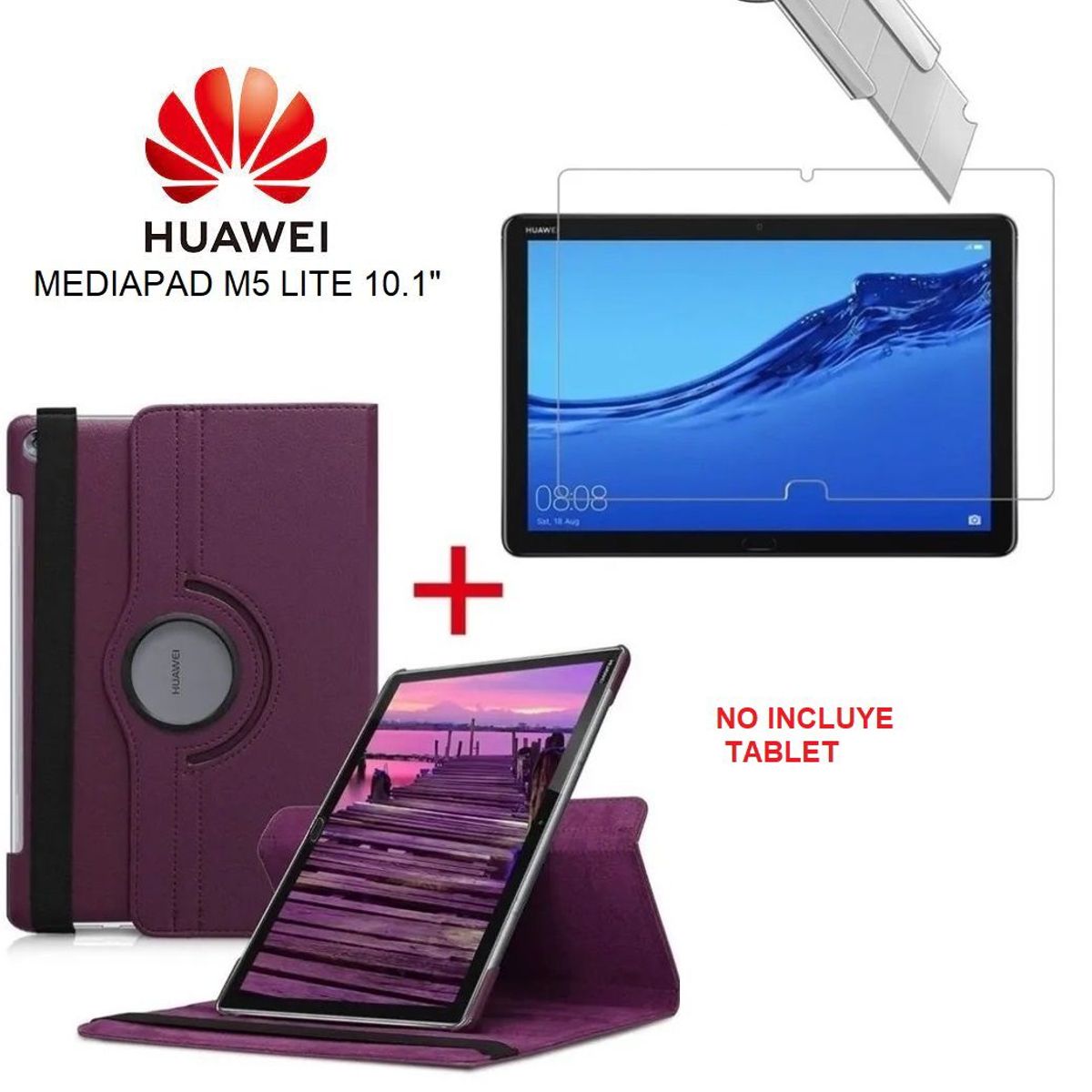 GENERICO - Funda Giratoria + Protector Pantalla para Huawei MediaPad M5 Lite 10.1