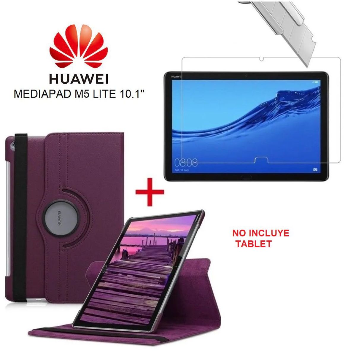 GENERICO - Funda Giratoria + Protector Pantalla para Huawei MediaPad M5 Lite 10.1
