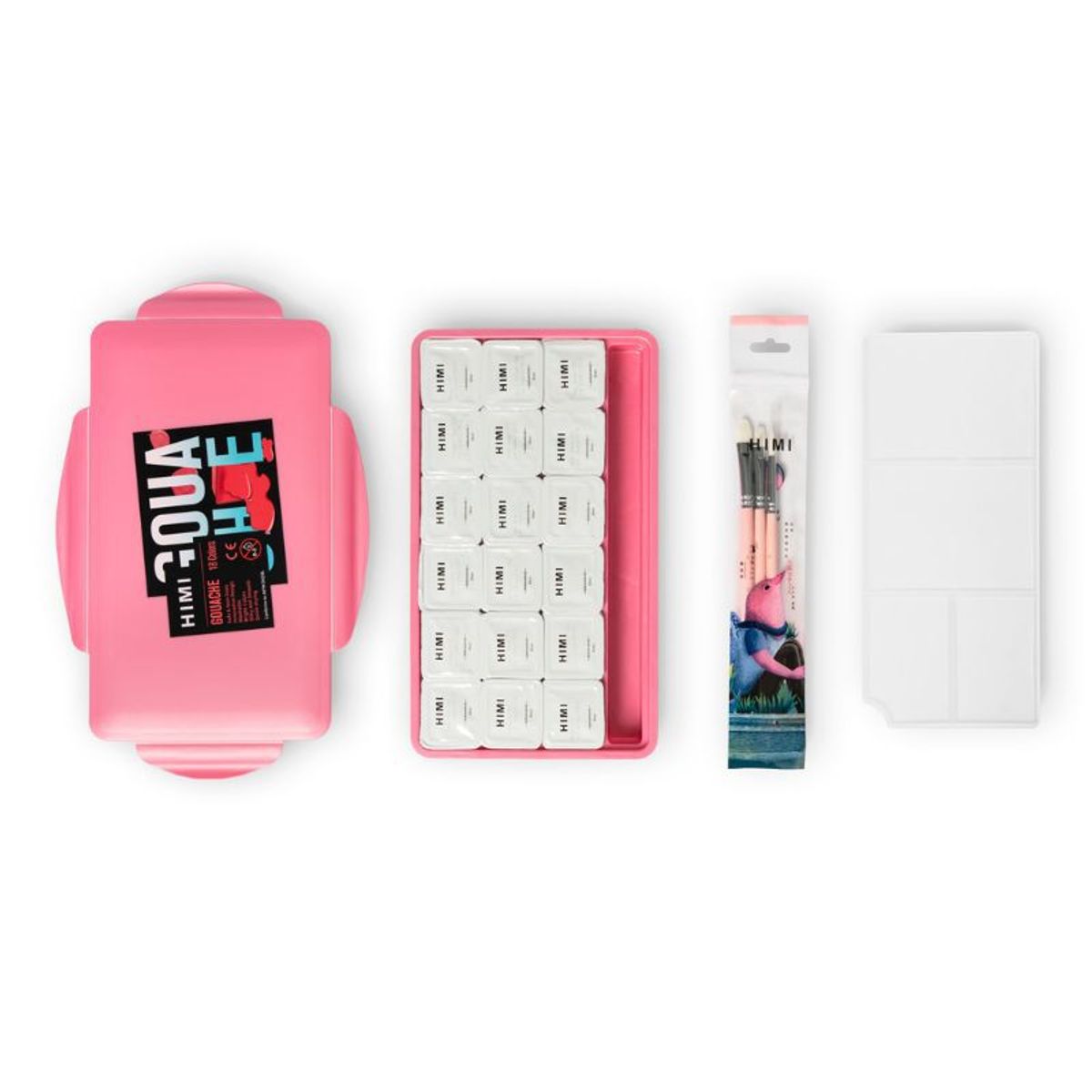 GENERICO - Himi Miya Gouache - Set 18 colores/30ml Jelly Cup + 3 pinceles - ROSA