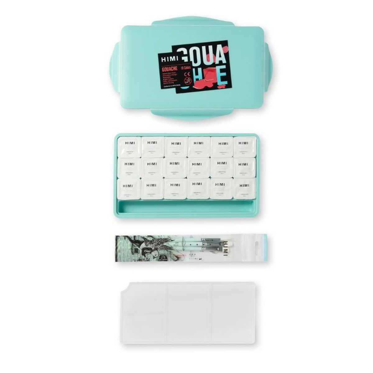 GENERICO - Himi Miya Gouache - Set 18 colores/30ml Jelly Cup + 3 pinceles - VERDE