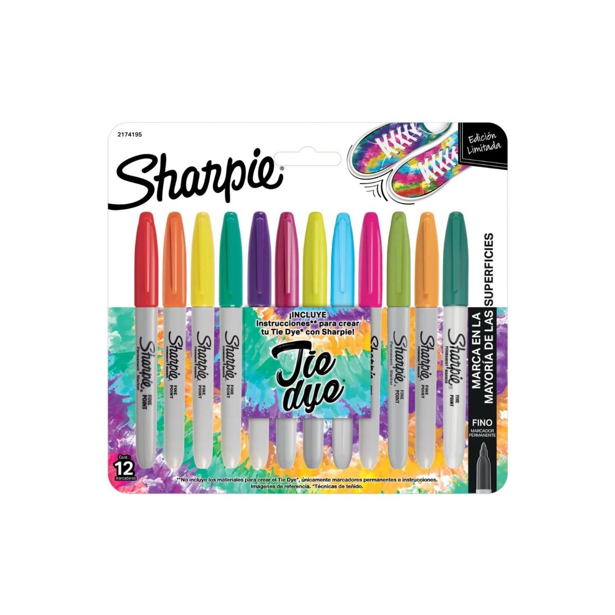 SHARPIE - Marcadores Sharpie punta Fina Tie Dye x12