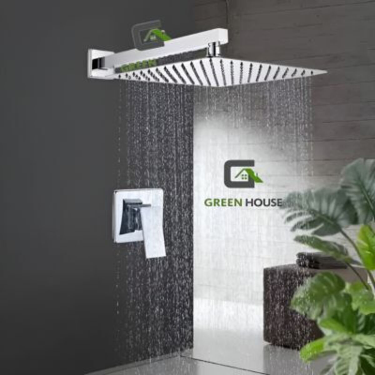 GREEN HOUSE - COMBO  DE DUCHA 8 PULGADAS MONOCOMANDO  MAS KIT DE BAÑO