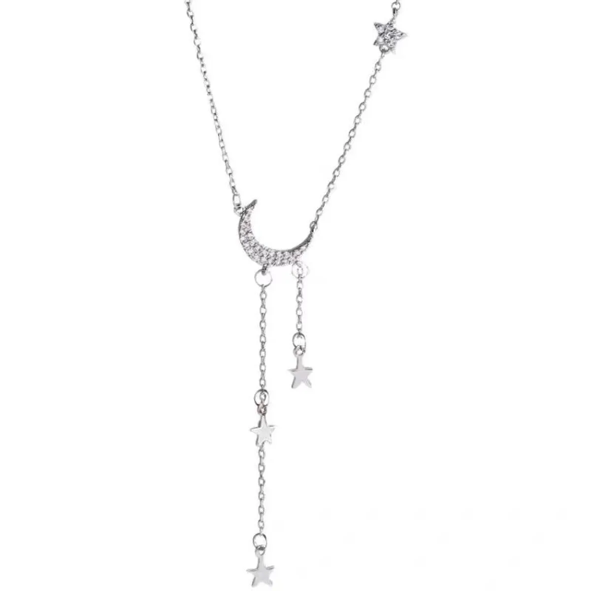 VATYERTY - Collar de plata de ley 925 con forma de luna y estrella para mujer