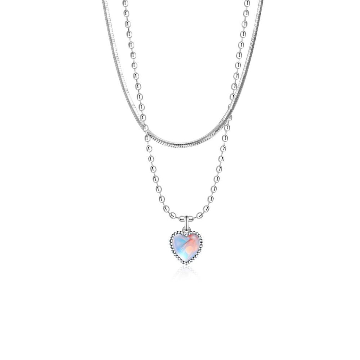 VATYERTY - Collar de corazón colgante con borla de plata de ley 925 para mujer