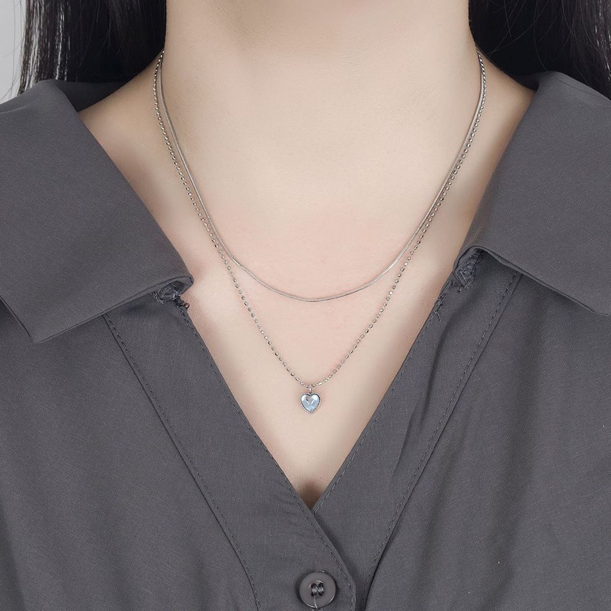 VATYERTY - Collar de corazón colgante con borla de plata de ley 925 para mujer