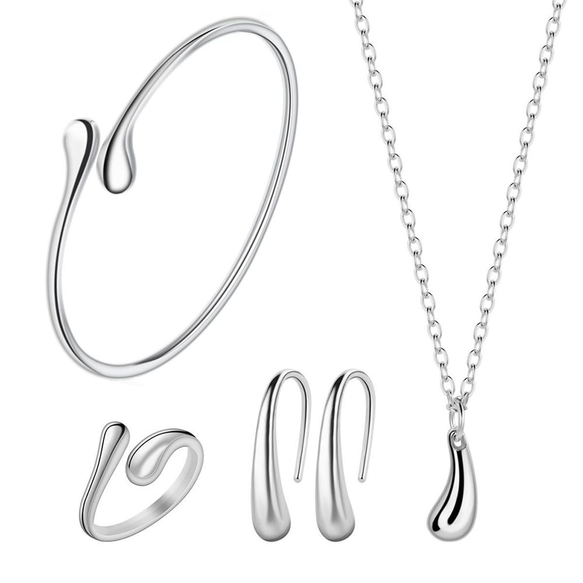 VATYERTY - 4 piezas de collar de pulsera de aretes de mujer en plata esterlina