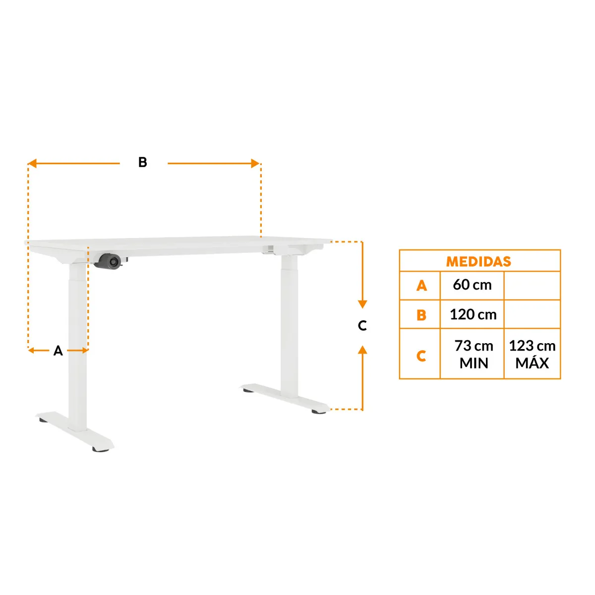 BONNO - Escritorio Up Regulable Blanco Bonno