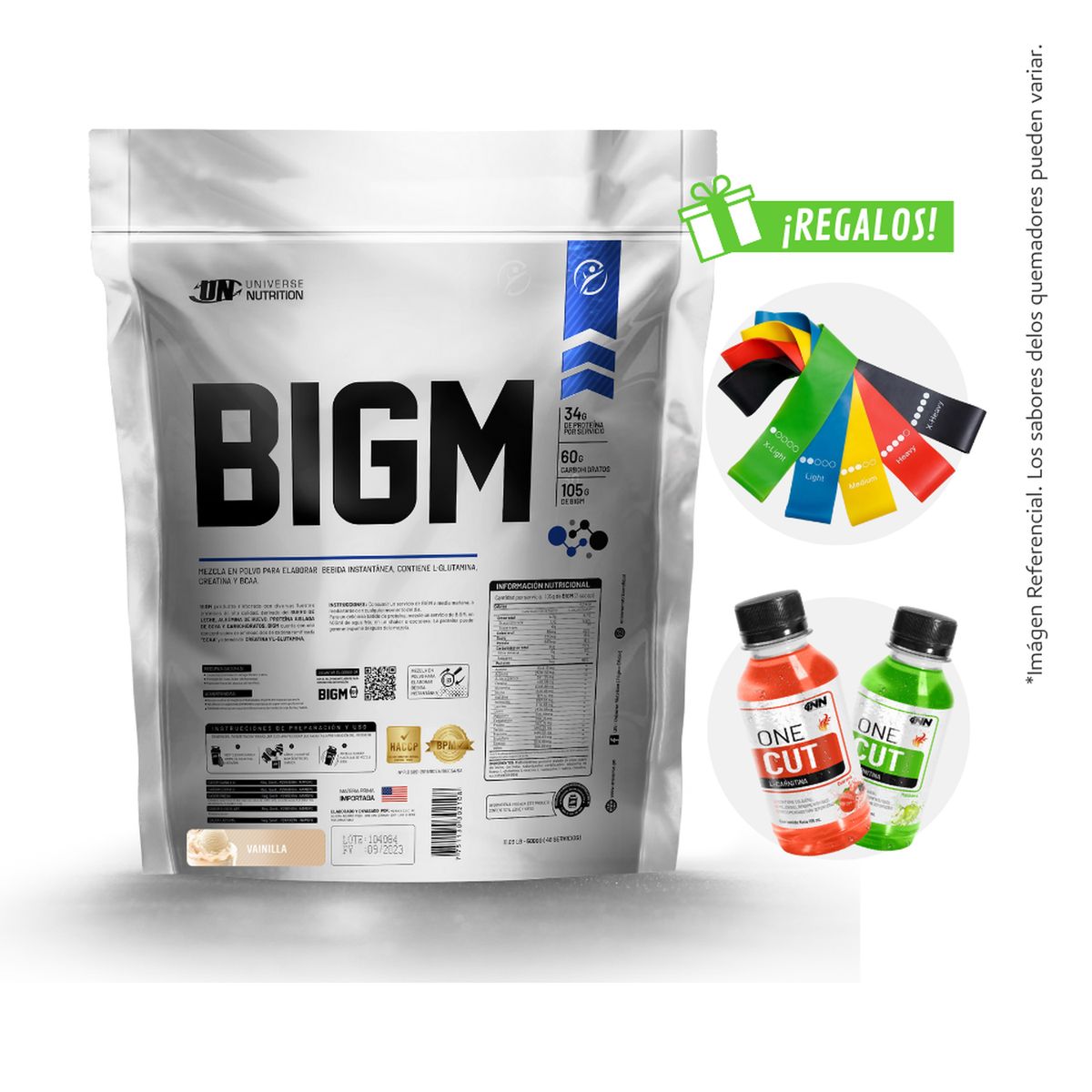 UN - BIGM 5KG PROTEÍNA PARA GANAR MASA MUSCULAR VAINILLA UN + REGALO