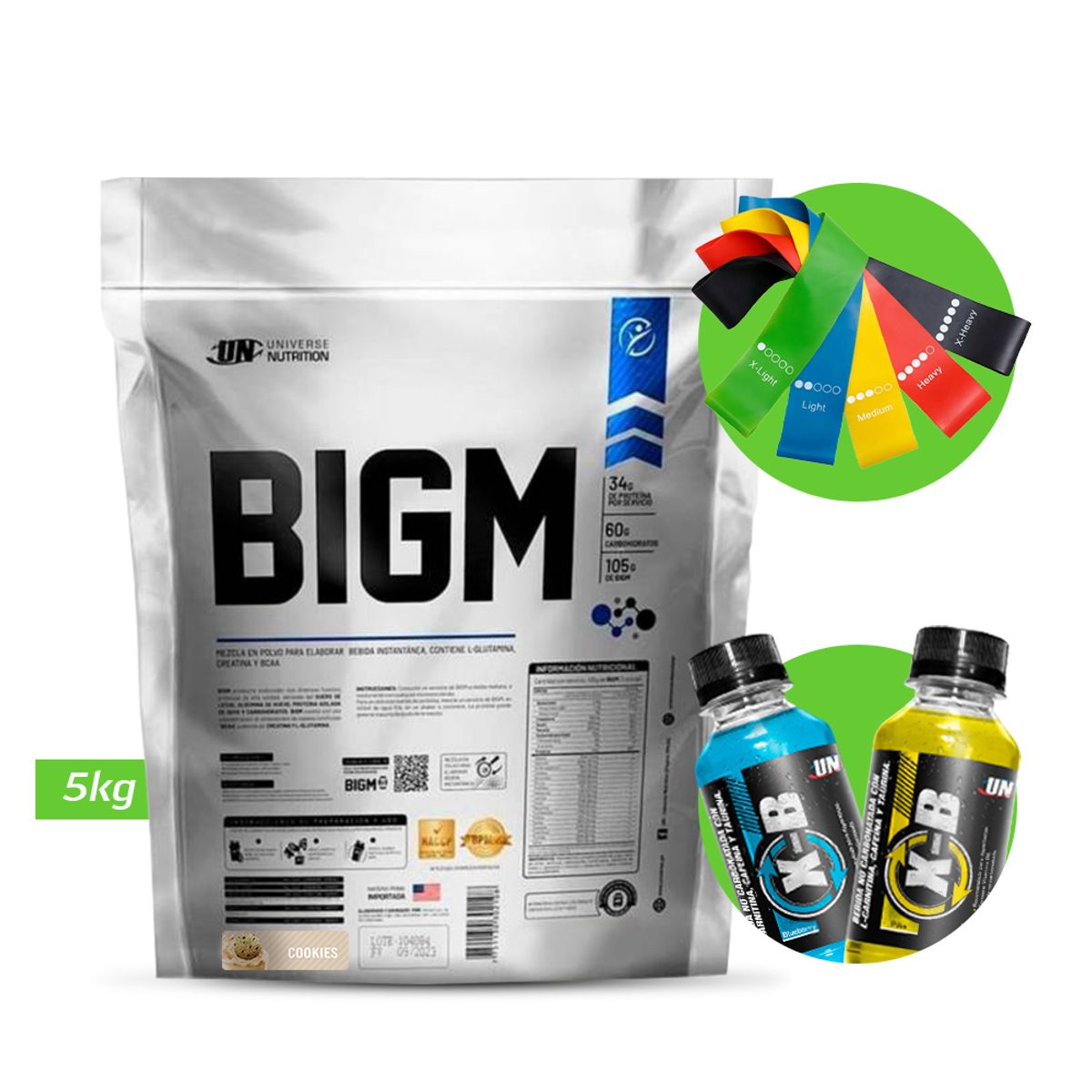 UNIVERSE NUTRITION - BIGM 5KG PROTEÍNA PARA GANAR MASA MUSCULAR COOKIES UN + REGALO