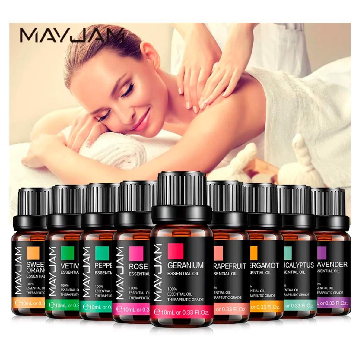 GENERICO - MAYJAM - Aceites Esenciales 10ml - Humificador Masajes Relax x1