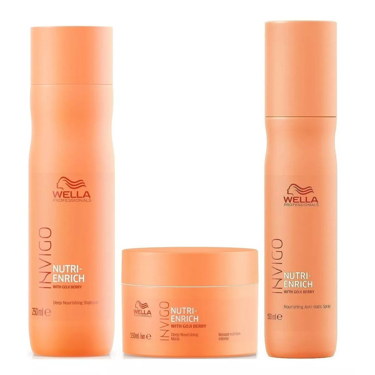 WELLA - Shampoo Nutritivo  Mascarilla  Spray Antifrizz Nutri Enrich Wella