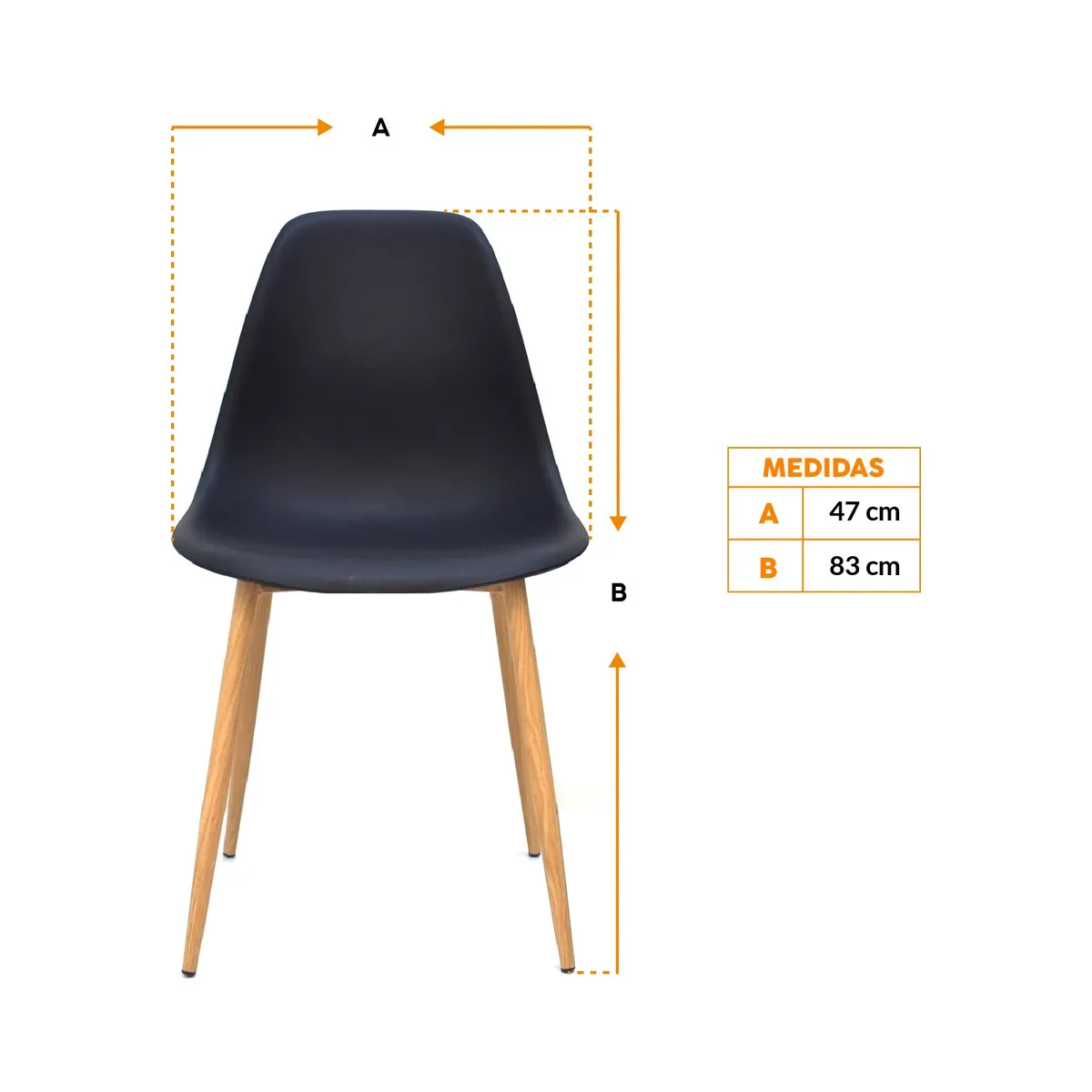 BONNO - Silla De Diseño Lotti Negro Bonno