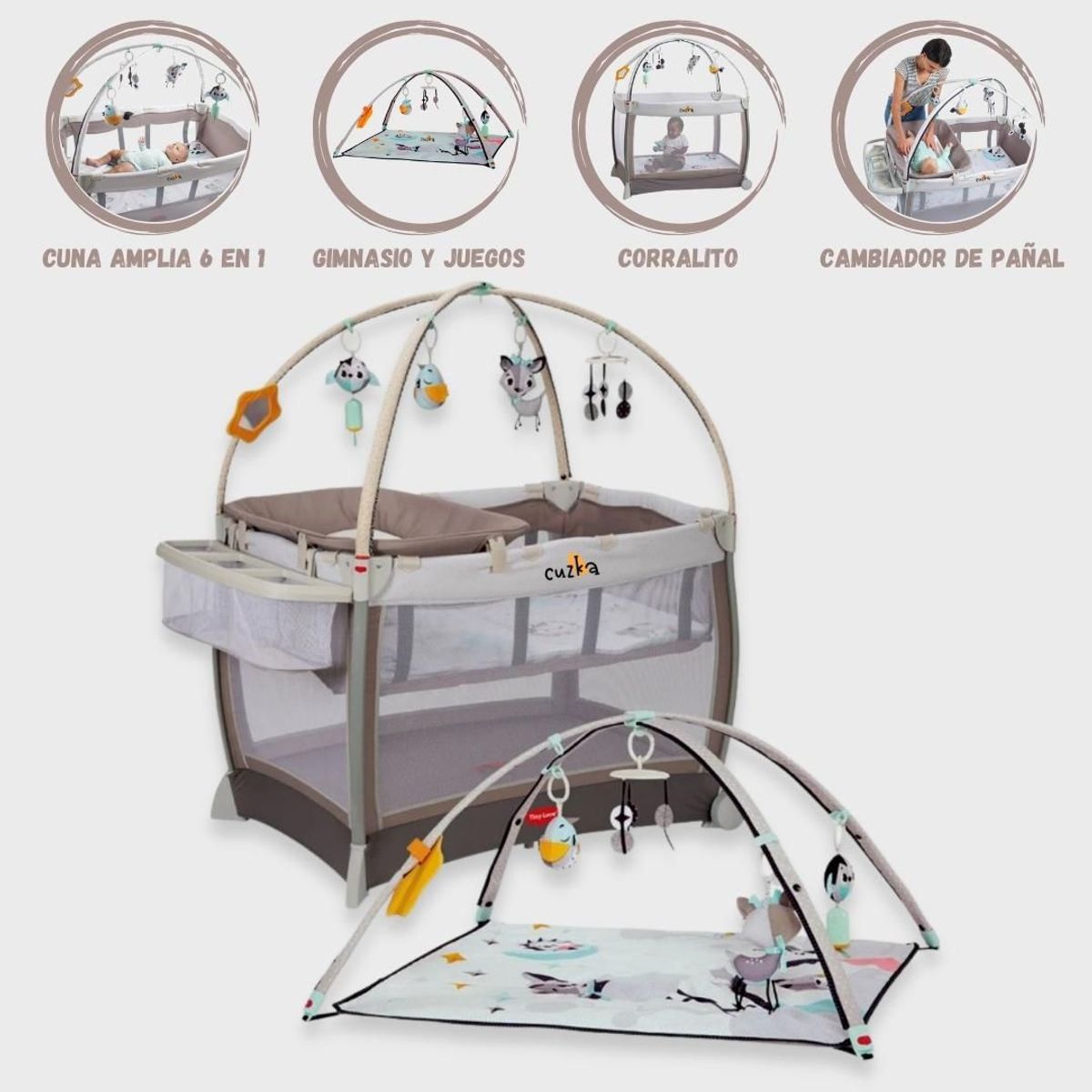 TINY LOVE - Cuna Corral para Bebés «HERE I GROW» Gray