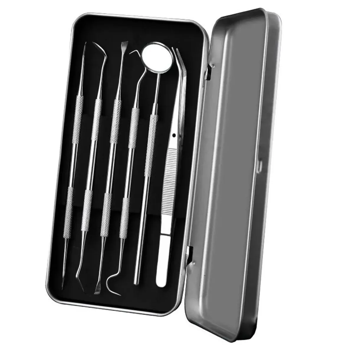 GENERICO - KIT LIMPIEZA DENTAL PROFESIONAL 6 PIEZAS - ACERO INOXIDABLE