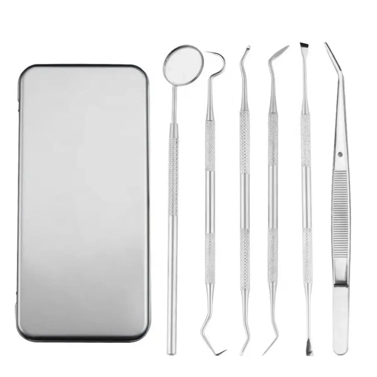 GENERICO - KIT LIMPIEZA DENTAL PROFESIONAL 6 PIEZAS - ACERO INOXIDABLE