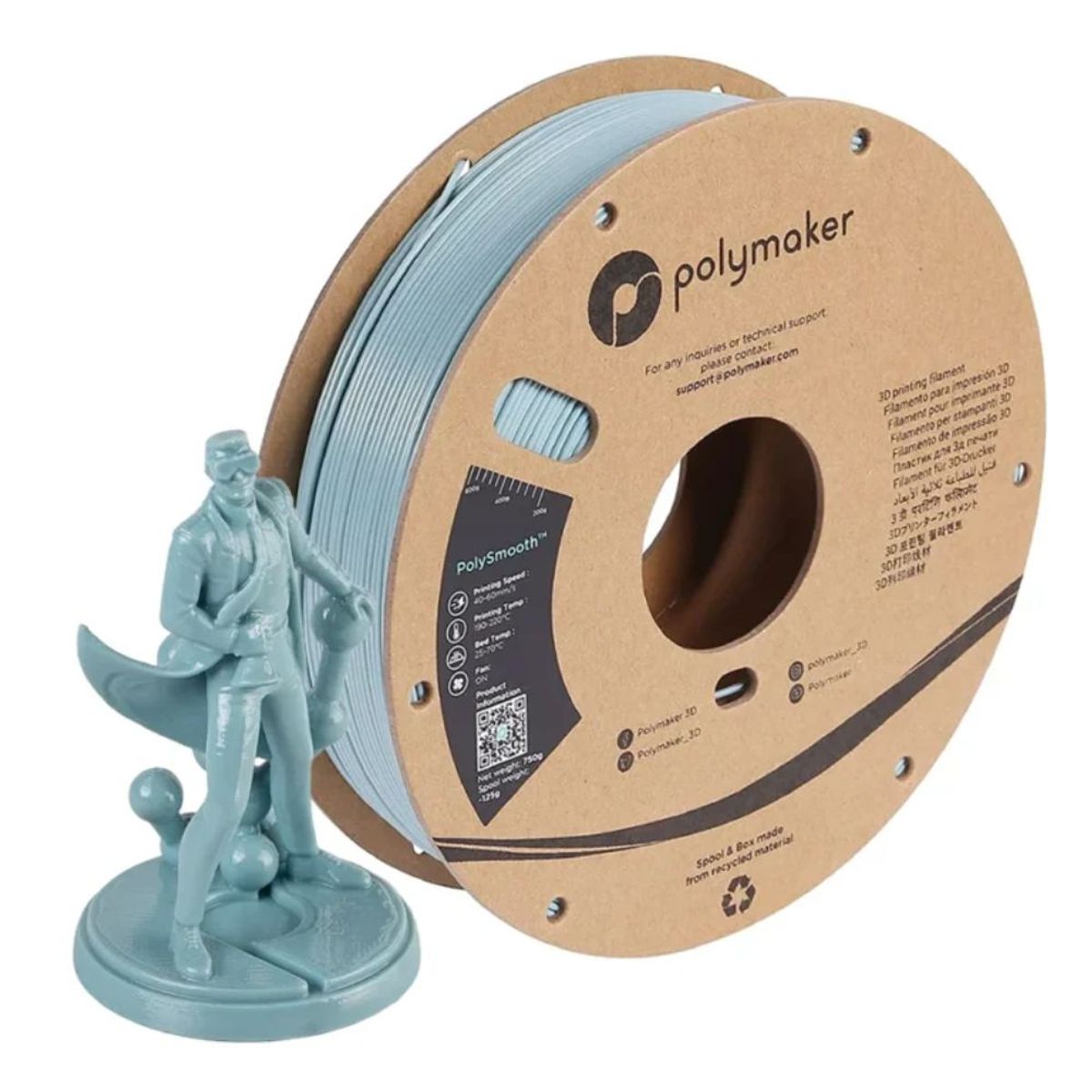 POLYMAKER - Filamento PolySmooth 175mm 750g Gris