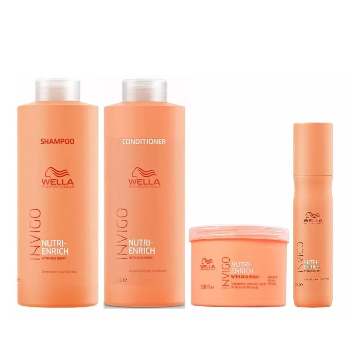 WELLA - Shampoo 1000 + Acondicionador + Mascarilla+ Spray Nutri Enrich Wella
