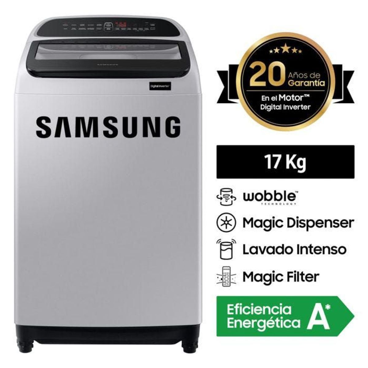 SAMSUNG - Lavadora Automatica Samsung WA17T6260BY/PE 17K Gris