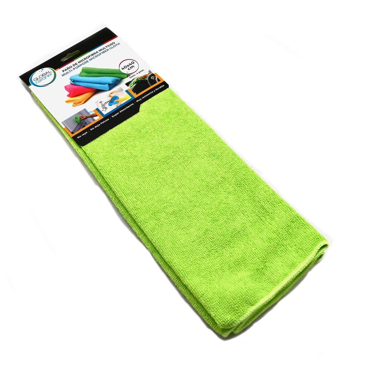 GLOBAL CLEANER - Paño Microfibra Multiuso 40 x 40 cm Pack x4 - GLOBAL CLEANER