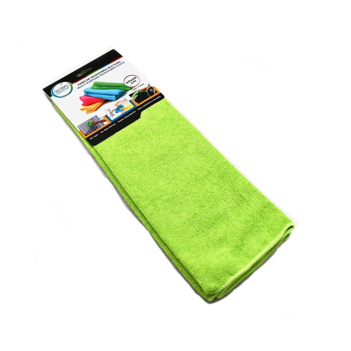 GLOBAL CLEANER - Paño Microfibra Multiuso 40 x 40 cm Pack x4 - GLOBAL CLEANER