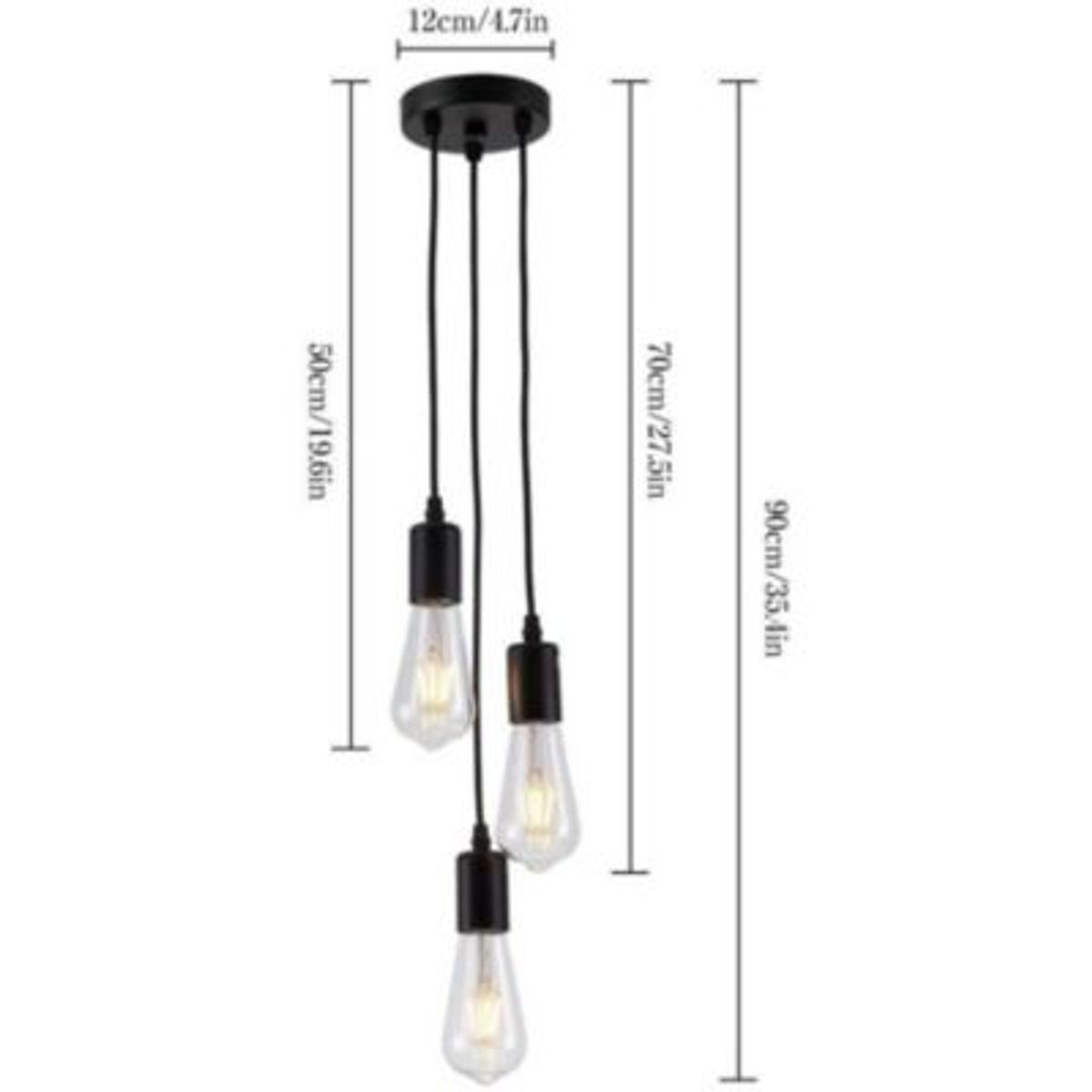 HOME NEAT - Lámpara Colgante Nórdico 3 lámparas E27 Negro