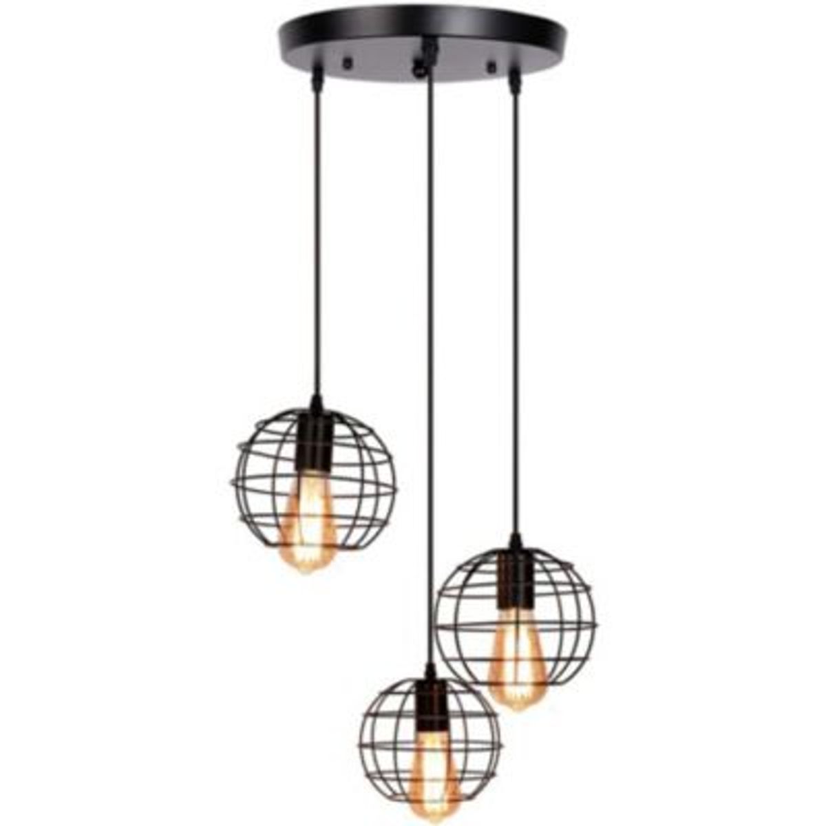 HOME NEAT - Lámpara colgante vintage luz de techo 3 luces industrial retro hierro