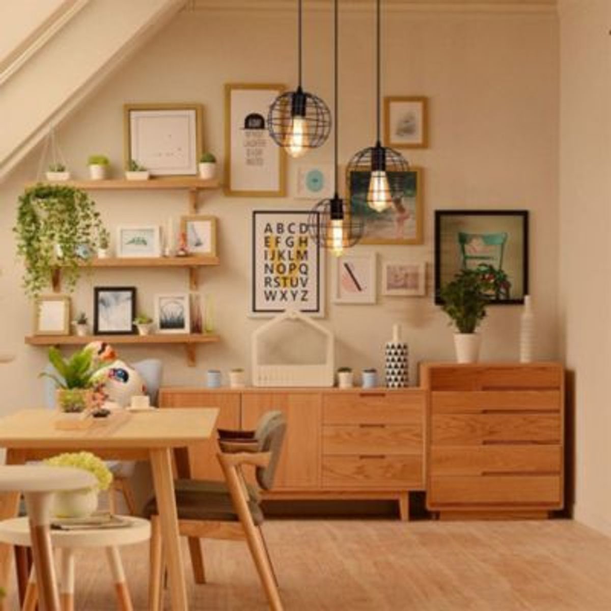 HOME NEAT - Lámpara colgante vintage luz de techo 3 luces industrial retro hierro