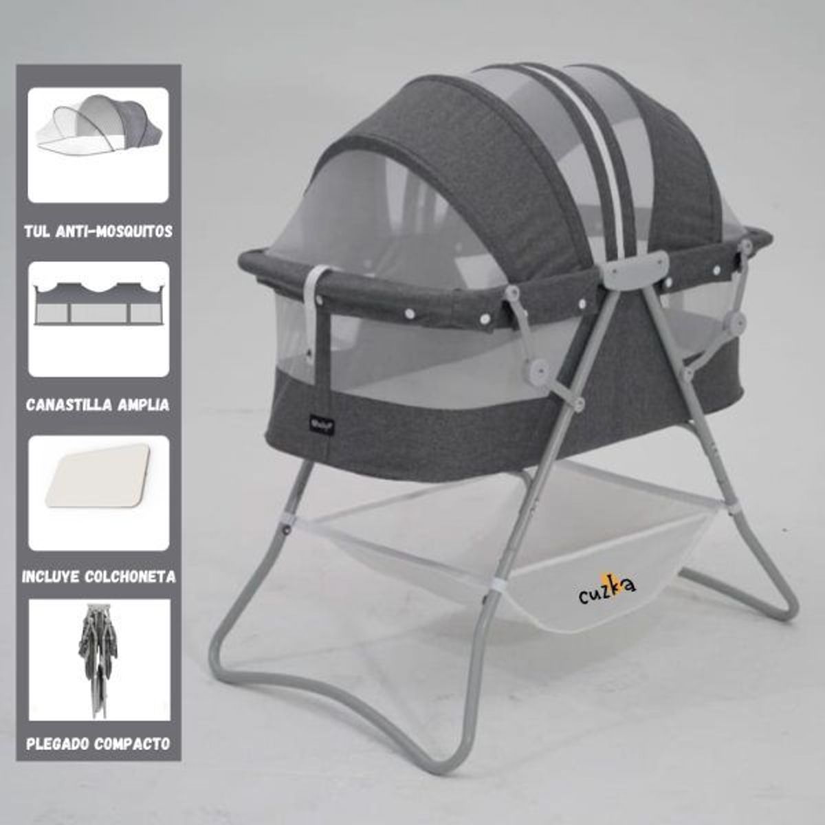 EBABY - Cuna Portátil Plegable para Bebés «DOLLY» Gray