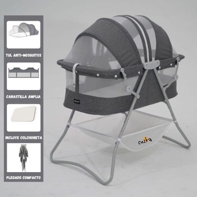 EBABY - Cuna Portátil Plegable para Bebés «DOLLY» Gray